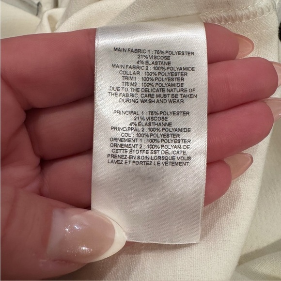 SELF-PORTRAIT Black & White Monochrome Crepe Bow Longsleeve Mini Dress Size 4 - Picture 16 of 16